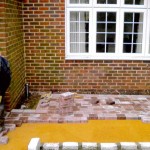 yellow gravel and pave blocks