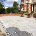 Wet paving cleaning patio